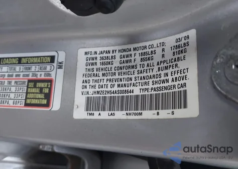 2010 Honda Insight Lx из США, поврежденный, VIN JHMZE2H54AS008644